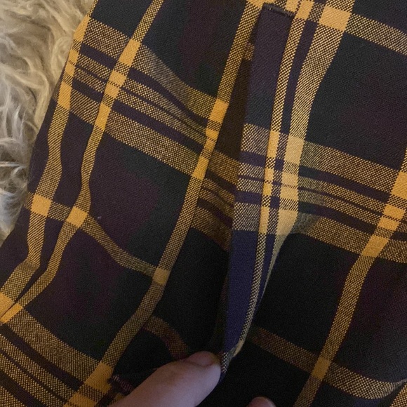 Wilfred Darontal Pants Plaid Brown Yellow Check Cropped Ankle Length - Picture 7 of 11